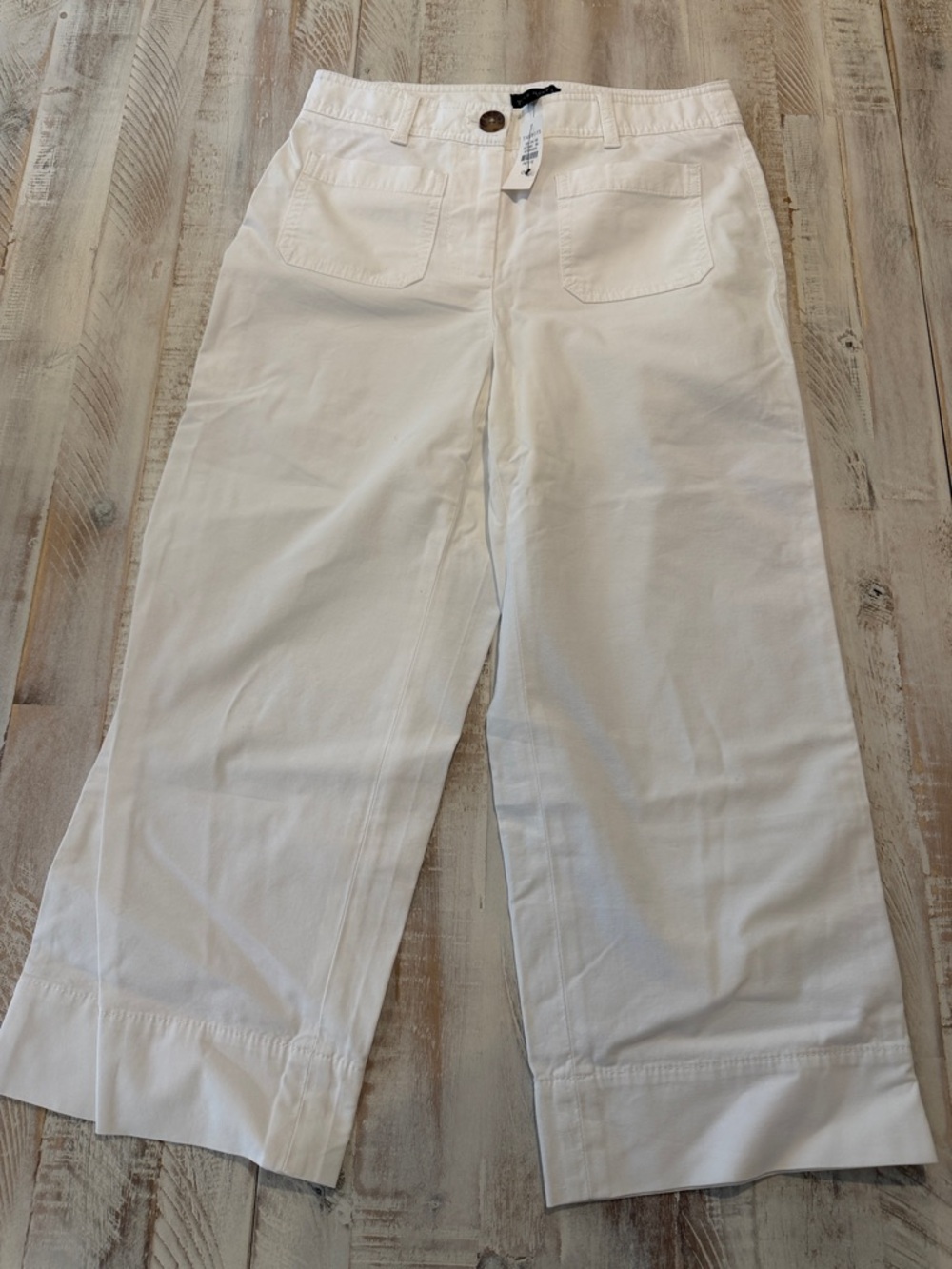 Talbots White Cropped Wide-Leg Pants
